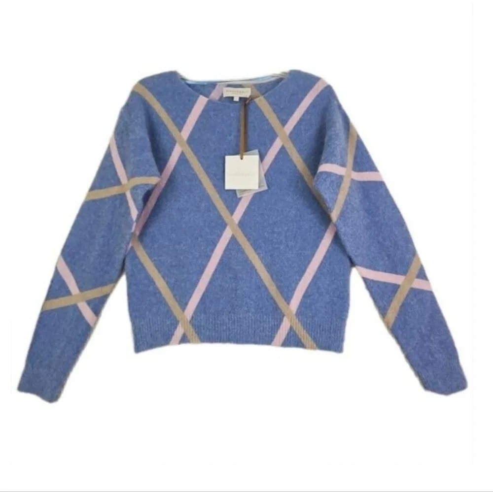 NEW! Bianco & Blu Luxury Mohair Yarn Blue Sweater Size L